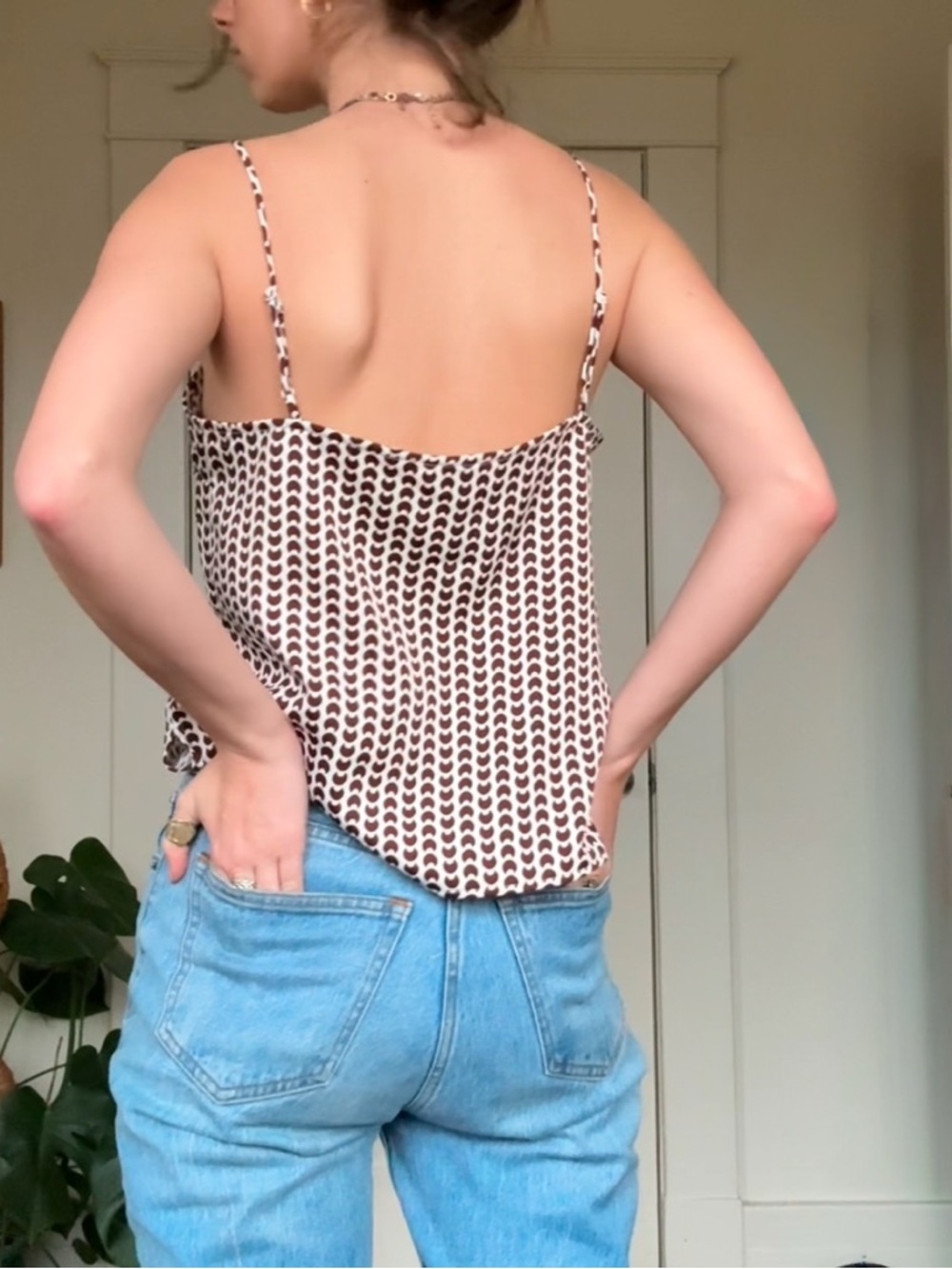 a new day burgundy + white crescent moon cami